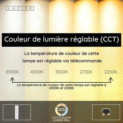 Lucide EVERINA - Plafonnier - Ø 30 cm - LED Dim. - CCT - 2200K/6500K - Noir | Essential - USP